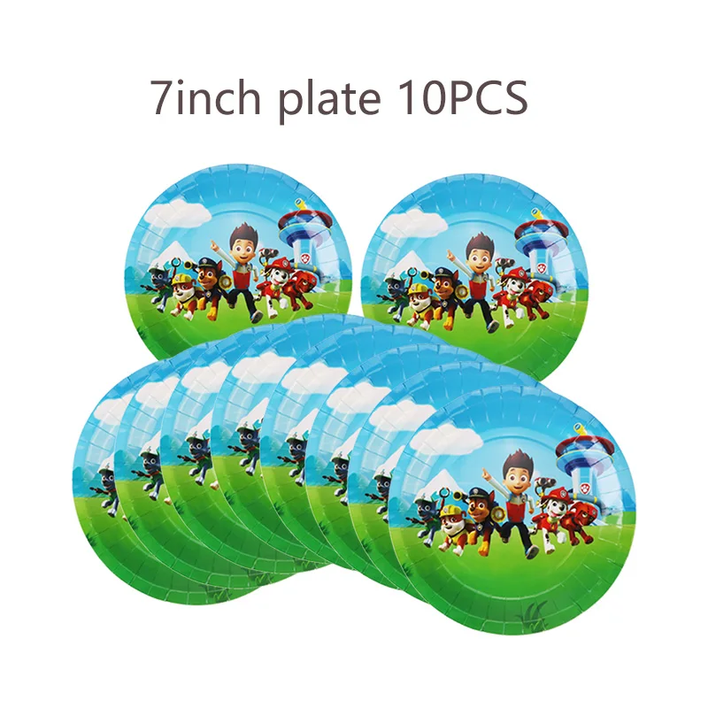 Paw Patrol Birthday Decoration Children's Theme Tableware for Holiday Knife Fork Spoon Paper Plate Cup Cap Flag Party Supplies