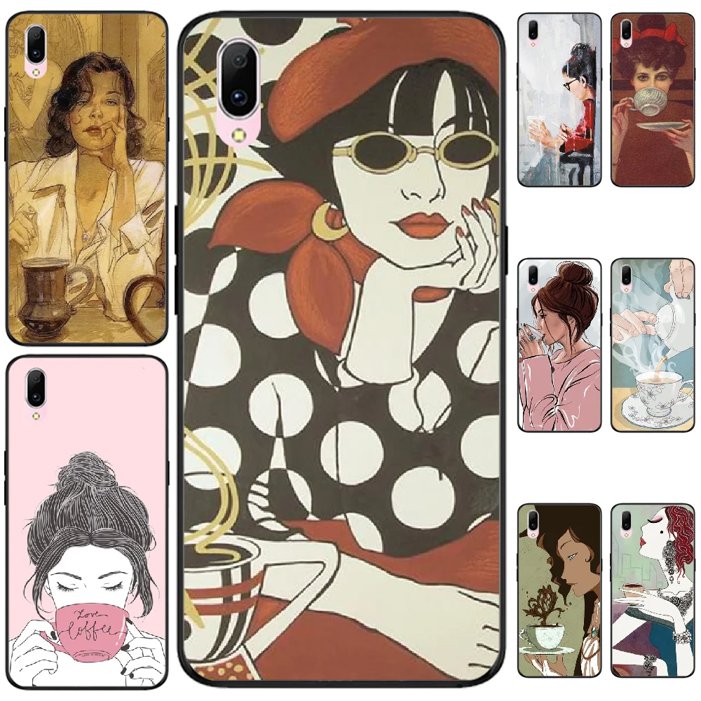 Мягкий силиконовый чехол для телефона Viviana Coffee girl из ТПУ VIVO V11 9 7 5 5S 11I Y11PRO V7 7PLUS Y31 |