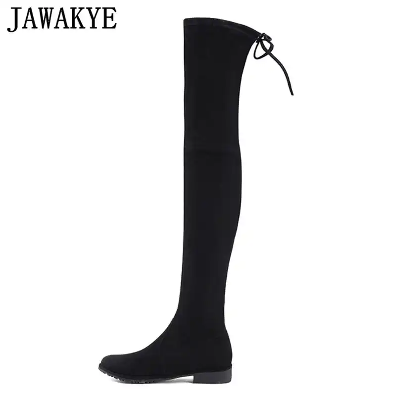 flat pointed over the knee boots