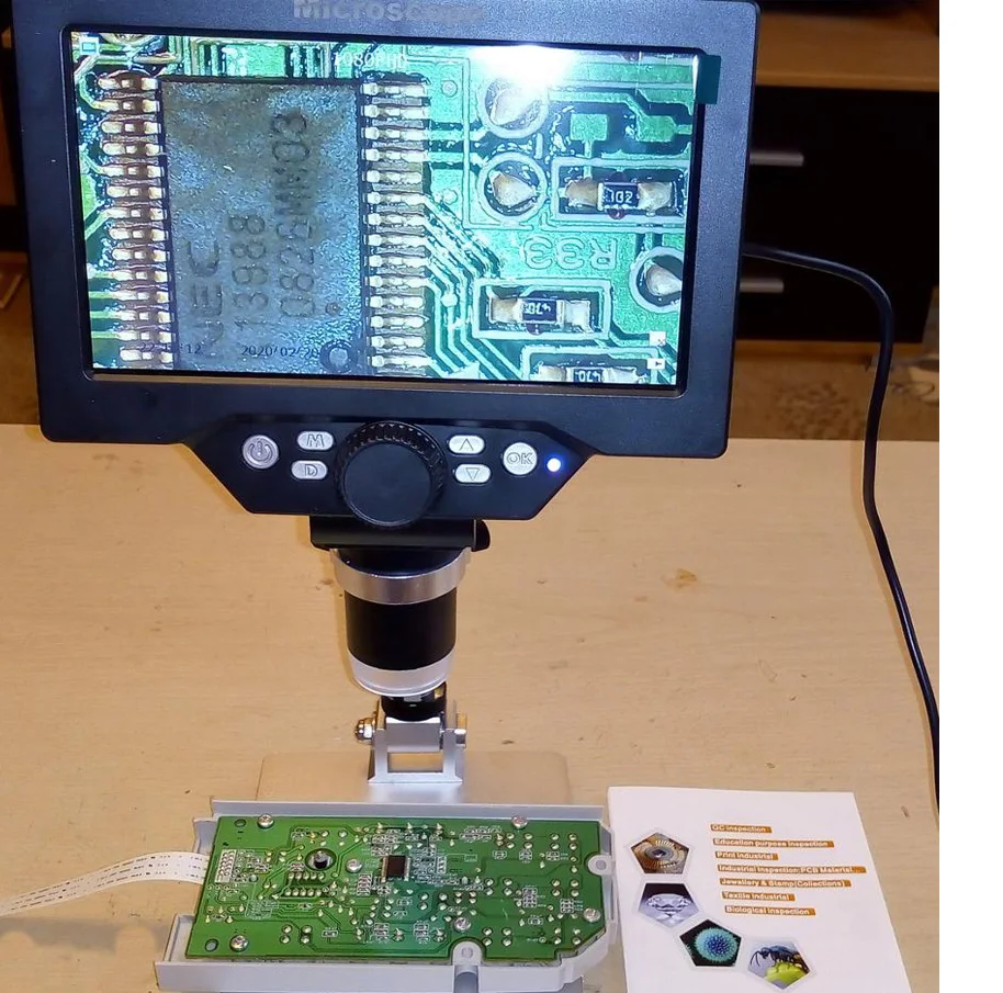 Обновление G1200 цифровой Электронный lcd непрерывный зум видео микроскоп портативный 12MP паяльный микроскоп с 8 светодиодами