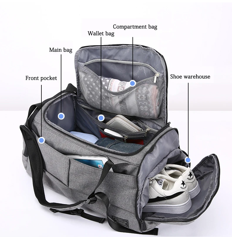 WOBAG многофункциональные мужские дорожные сумки с защитой от кражи, высококачественный дорожный рюкзак, мужские спортивные сумки, Большая вместительная сумка через плечо