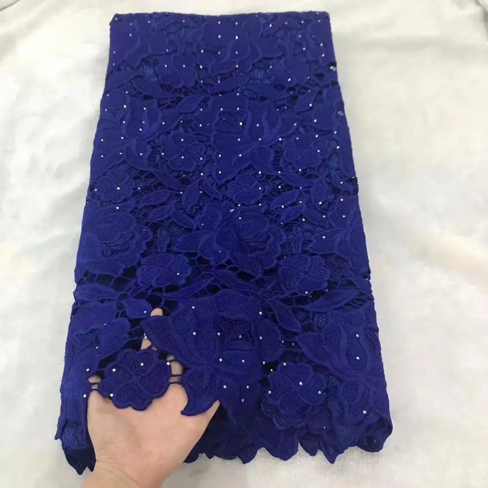 Ярко-синий Высококачественный аккуратный вышитый Гипюр кружево очень мягкая