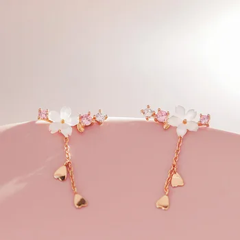 

Shell cherry blossom tassel ear hook simple personality fresh earrings feminine Korean version Personality Fashion Stud Earrings