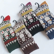 Женские носки, осенние и зимние Японские Женские носки из кроличьей шерсти, женские носки без пятки в стиле ретро с рождественской елкой, подарок