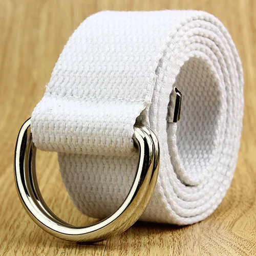silver buckle-white 110-160 см длинный Панк мужской ремень из брезентовой ткани для женщин для джинсов декоративные двойные d-кольца металлическая пряжка ремень модный уличный стиль Дикий Пояс - Цвет: silver buckle-white
