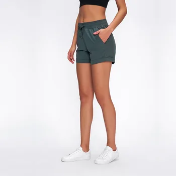 

Summer Running Shorts Women Drawstring Waist Spandex Shorts Gym Loose Fit Sport Shorts With 3 Pockets Yoga Shorts