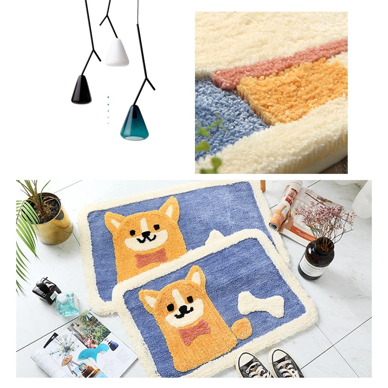 Мультяшный коврик у входной двери прямоугольник милый Акита собака корги стиль водопоглощение Нескользящие ковры для ванной комнаты спальни
