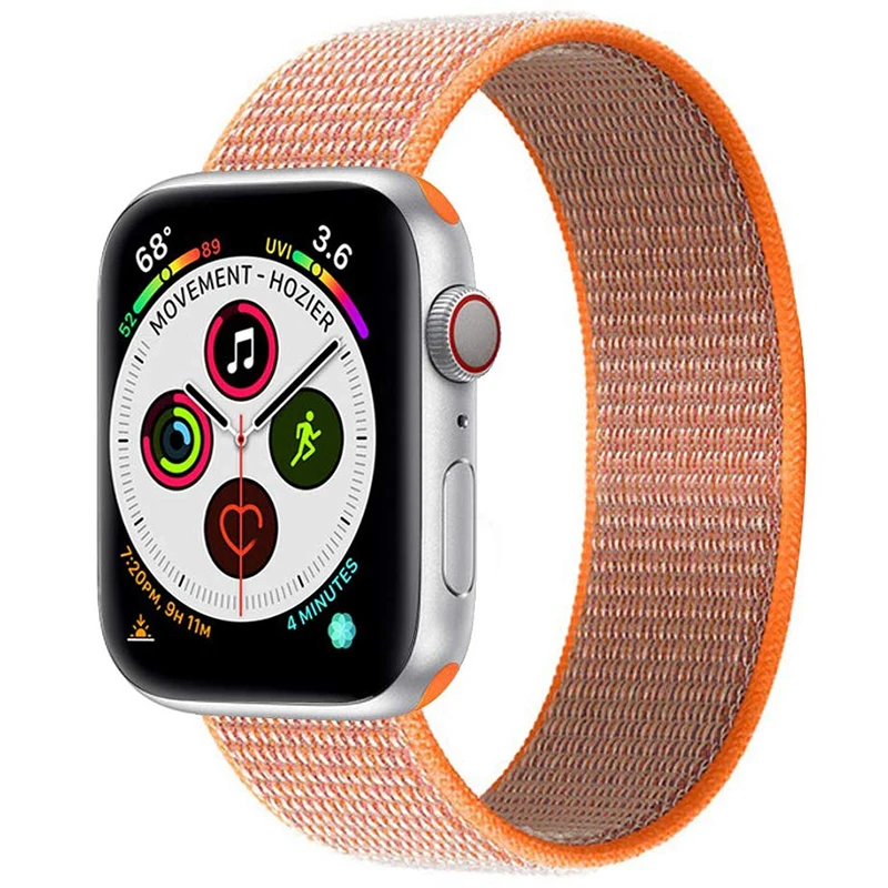 Ремешок для Apple Watch 44 мм 40 мм ремешок из нейлона iWatch Correa Series 5 4 3 2 Sport Loop 42 мм 38 мм браслет ремешок для часов аксессуары Новинка - Цвет ремешка: 4 Spicy Orange