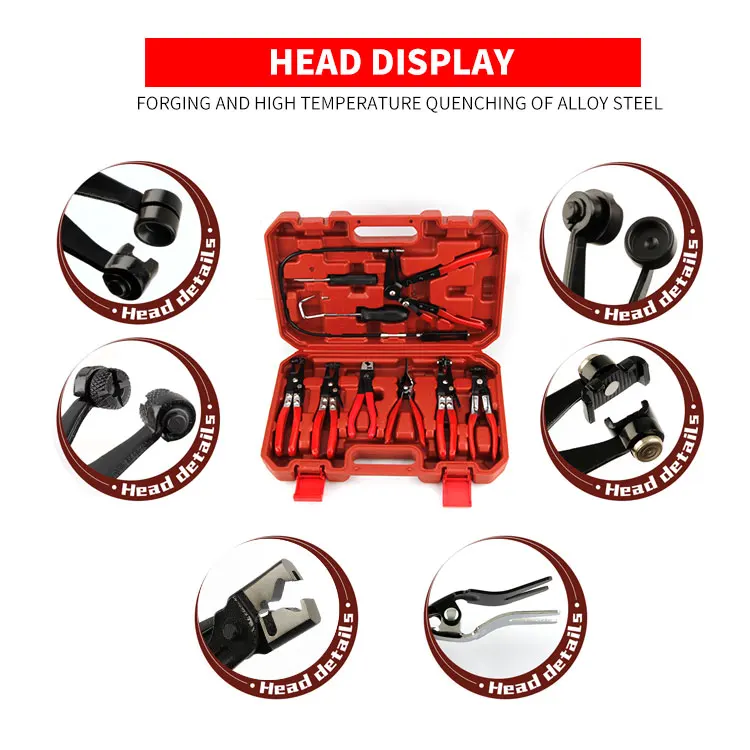 Auto Hose Clamp Ring Plier Set Flexible Wire Cable Type Joint Boot Clamps Remover Oil Seal Screwdriver Car Repairing Tools 9Pcs
