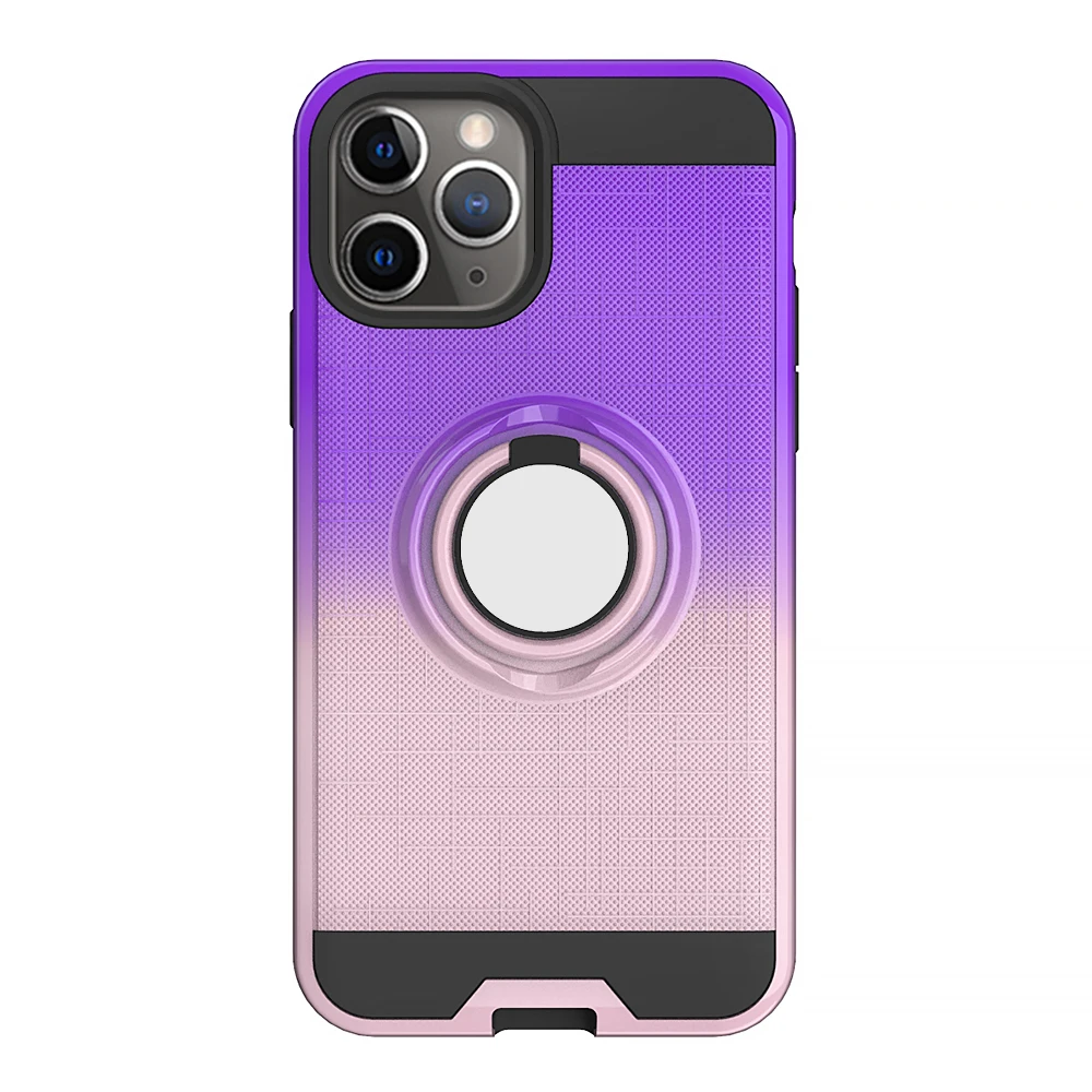 10pcs/lot Gradient TPU+PC 2 in 1 Back Case For Samsung A10E A20E A10S A20S A30S A505 A50S M10 M20 M30 360 Rotating Magnetic Ring - Color: Purple Rose Gold