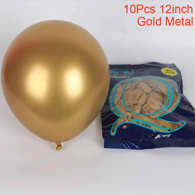 gold metal 10 шт./лот 12 дюймов золотые металлические латексные шары и цветные конфетти на день рождения украшения для детской вечеринки Свадебная игрушка-воздушный шар - Цвет: gold metal