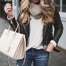 Хит, женские зимние теплые куртки из искусственной кожи с меховым воротником, женские байкерские куртки белого и черного цвета, верхняя одежда