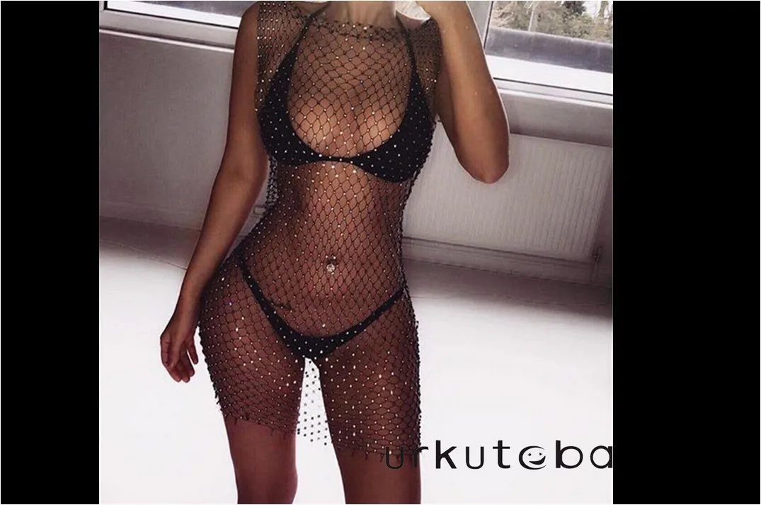 Black Short Женское вязаное крючком бикини, Прозрачное платье, сексуальное Сетчатое ажурное платье, женские купальники, накидка, пляжная одежда, купальник - Цвет: Black Short