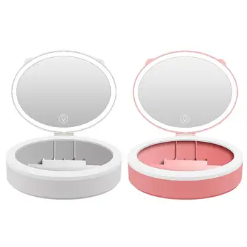 

LED Makeup Organizer With Mirror 10X Magnification 3 Colors Lighting Modes Portable Dust-proof Storage Box For HomeTravel Use