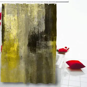 

Shower Curtain 66"X72" Beige Modern Yellow Brown Abstract Painting Artwork Gallery Artistic Bright Canvas Color Waterproof