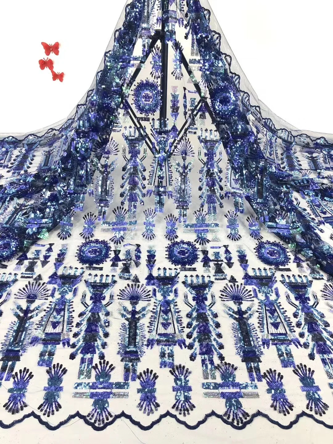 

Sequins French tulle lace fabric 2021 high-quality African lace fabric latest party lace material D4077