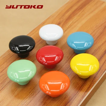 YUTOKO Round Furniture Knobs Ceramic Candy Color Drawer Knobs Cabinet Pulls Kitchen Handle Furniture Handle for Room Hardware