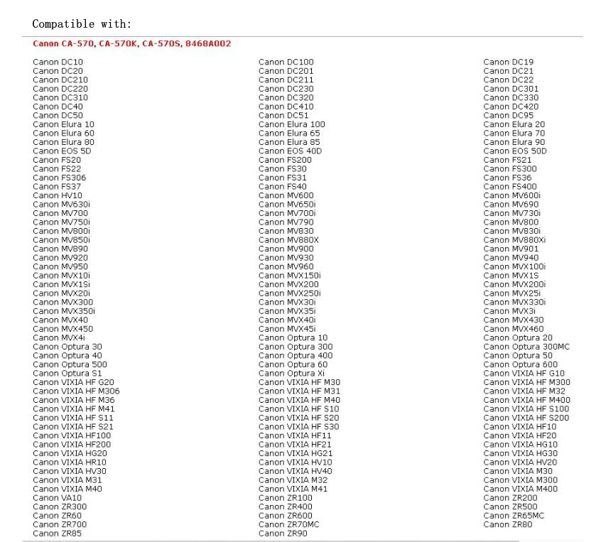 CA-570 CA-570K Камера 8,4 V 2A Мощность переходное кольцо для Canon FS300 HF10 HF11 HF20 HF100 HF200 HF M31 HF S10 HF S100 HG20 HG21 Зарядное устройство