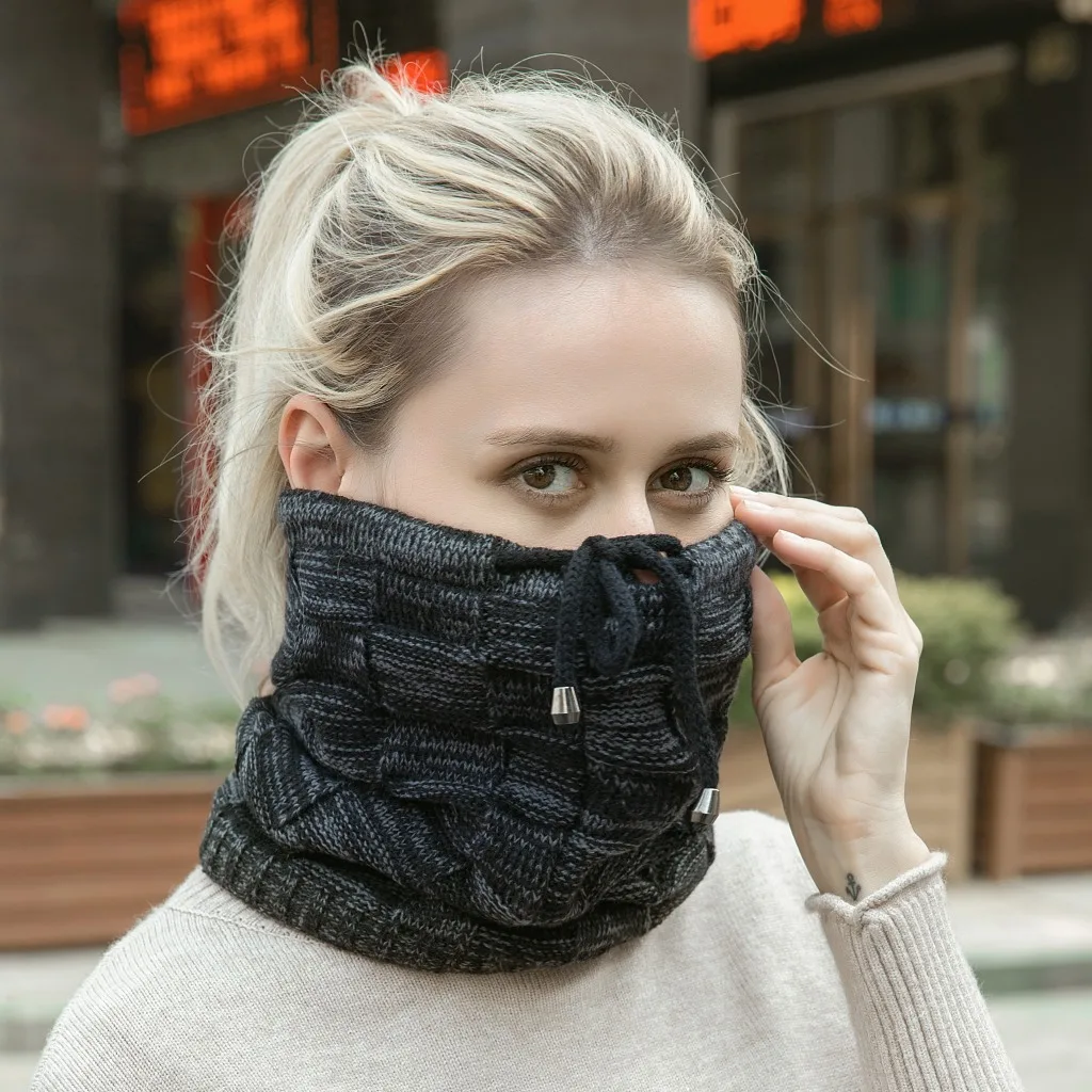 Зимняя мужская шапка для конского хвоста флисовый теплый вязаный шейный платок