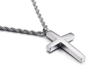 

New Trendy Cross Chain For Men High Polished 60cm Stainless Steel Gold Color Cross Jewelry Necklace Male Cheap Jewelry