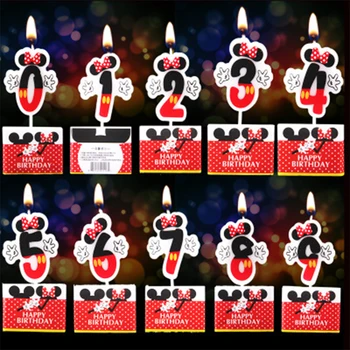 

Cartoon Cute Mickey Minnie Children's 0-9 Age Happy Birthday Cake Candles Anniversary Numbers Candles Party Decorations Supplies