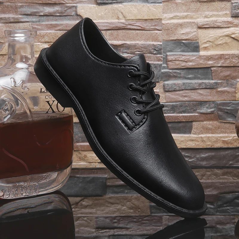 Men Casual Leather Shoes 2021 Autumn Fashion Male Breathable Zapatos Tennis Homme Boys Walking Footwear Black