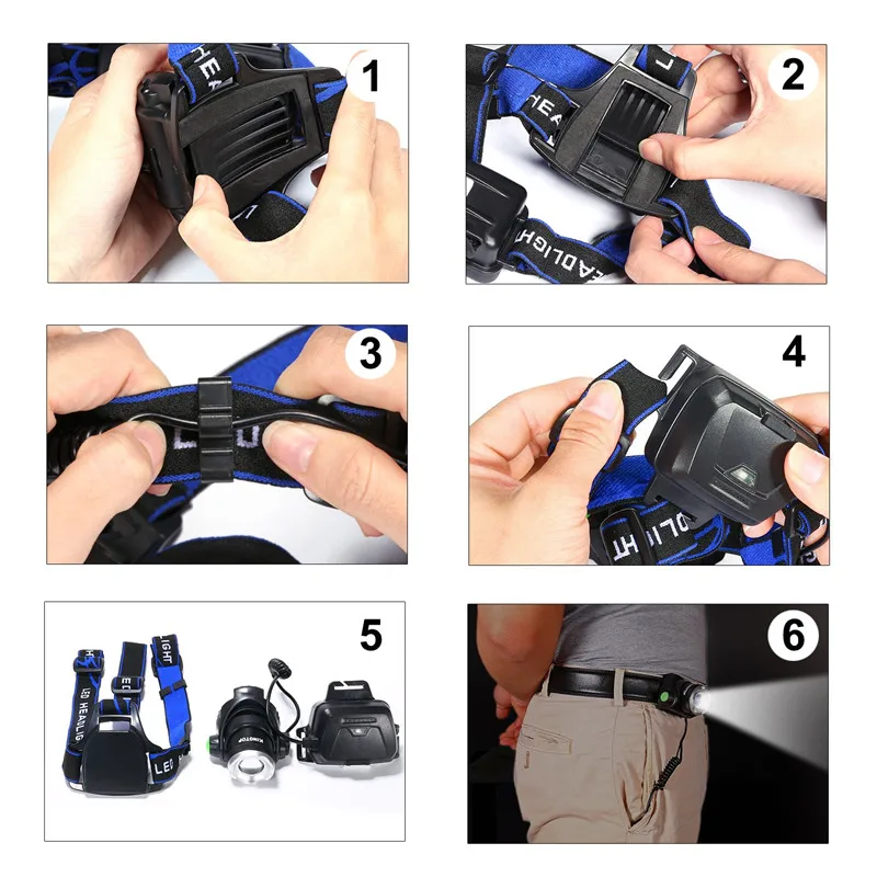 XML-L2 XM-L T6 Led Headlamp Zoomable Headlight Head Torch Motion Sensor Head Torch Head lamp  Power by 18650 battery for hiking