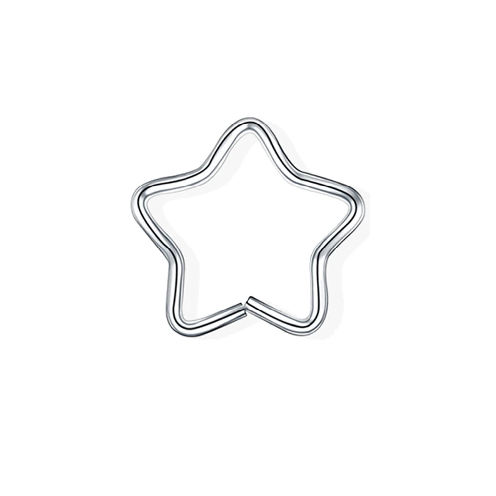 Sliver Star 1pc Серьги Для Пирсинга Ушей, 1 шт., хирургическая сталь, кольца для носа сердца и шпильки, Спиральные серьги для ушной хрящ, ювелирные изделия для тела, сексуальные женские аксессуары - Окраска металла: Sliver Star 1pc
