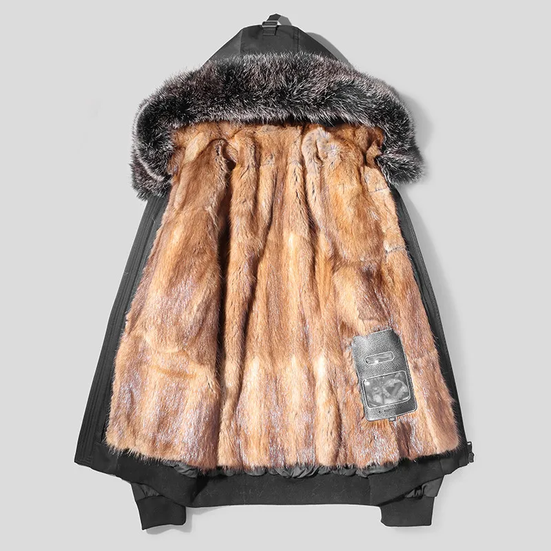 Мужское пальто с натуральным мехом зимняя куртка подкладкой из натурального
