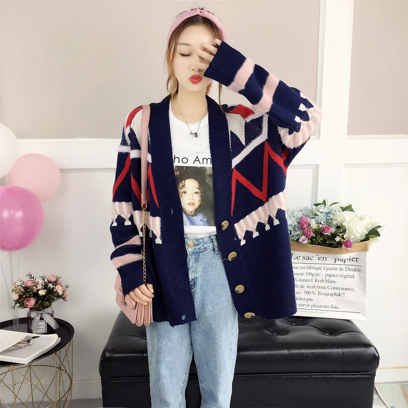 Best Price Harajuku Sweater Women Winter Coats 2019 Female Loose Cardigan Sweater Womens Knitted Jacket