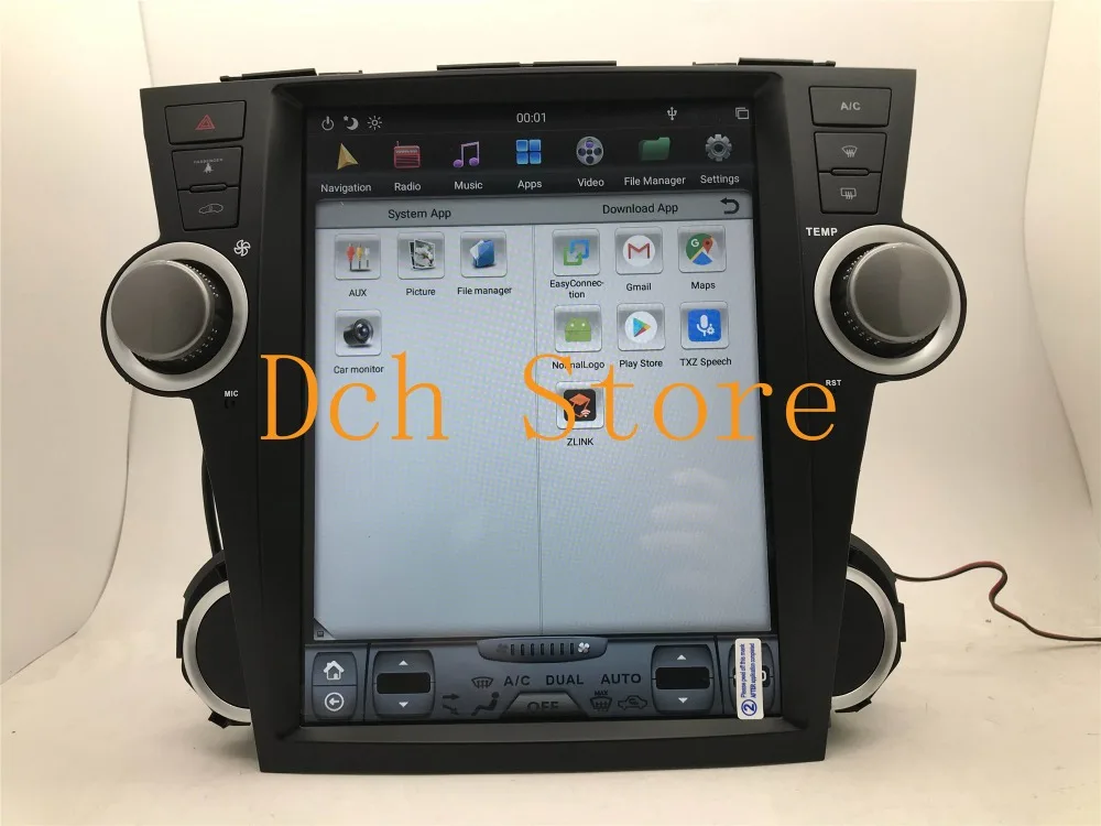 12,1 ''tesla стиль Android 8,1 автомобильный dvd-плеер gps для Toyota Highlander 2008- навигация 4G ram PX6 CARPLAY радио NAVI авто