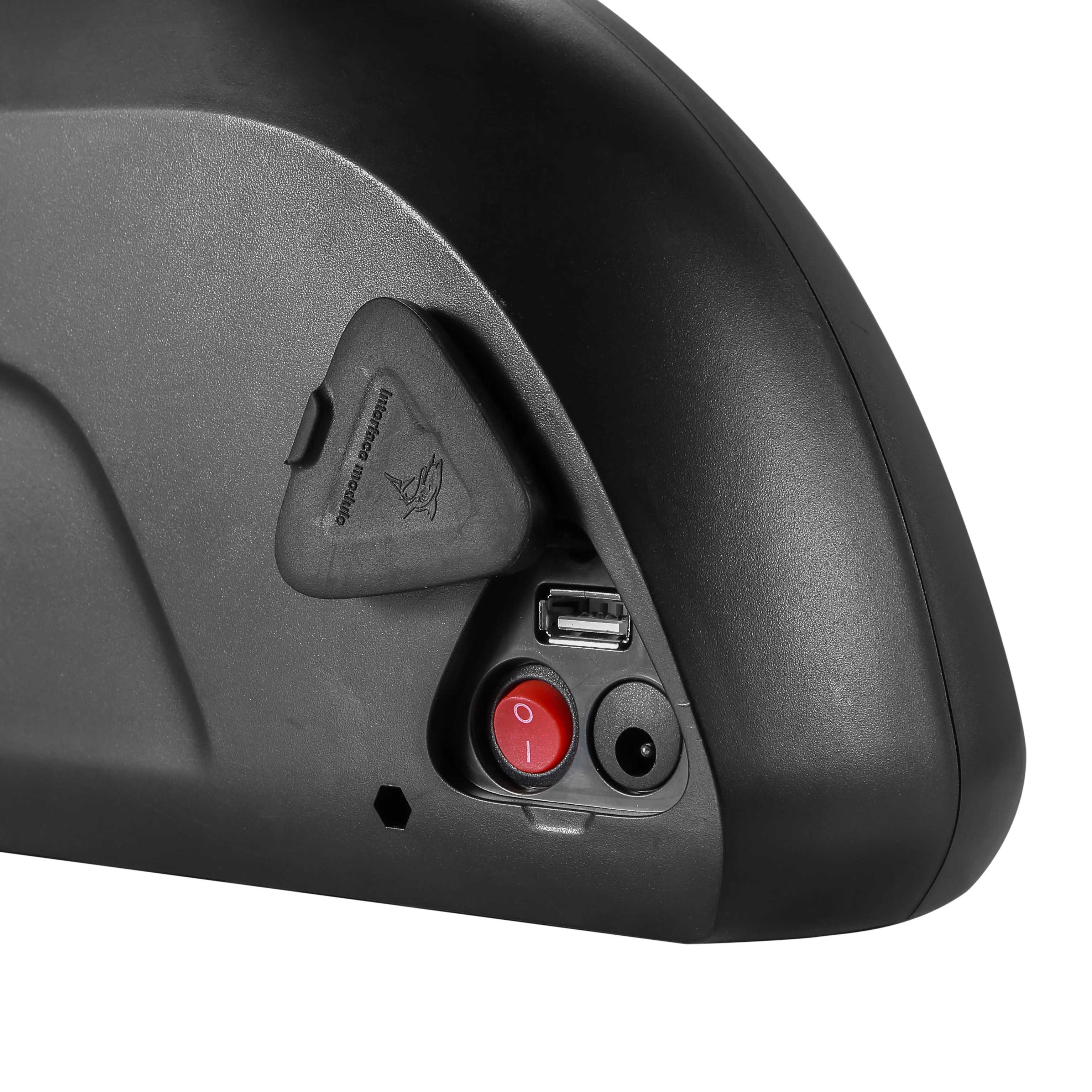 Cheap For 24V 36V 48V 52V shark Style 18650 battery case 7S 10S 13S 14S 18650 ebike lithium battery pack shell +power switch USB port 5