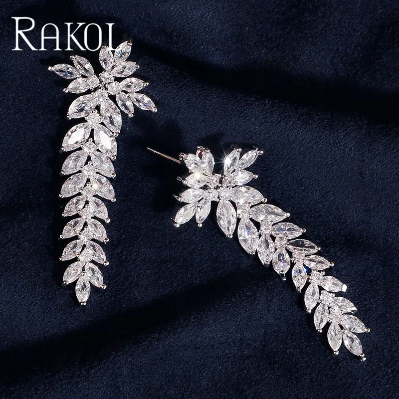 RAKOL, винтажный, элегантный, кубический циркон, женский, ожерелье, серьги, ювелирный набор, модный, Свадебный, для невесты, свадебное платье, аксессуары RS03051