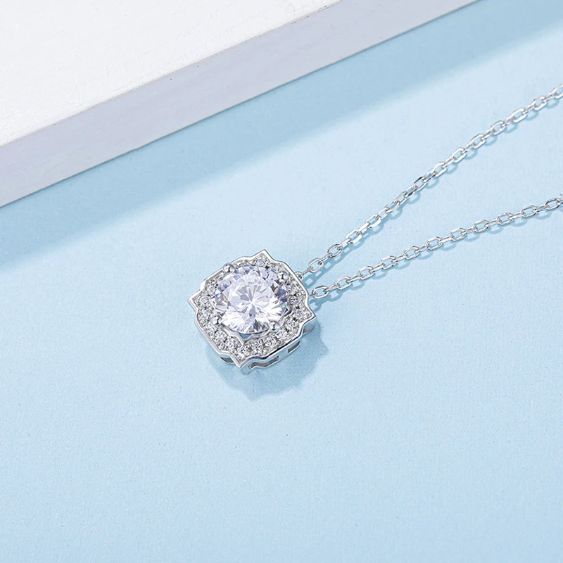 OEVAS Sparkling D Color Real 1 Carat Moissanite Bridal Pendant Necklace 100% 925 Sterling Silver Wedding Fine Jewelry Wholesale