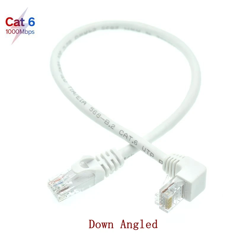 흰색 Cat6 이더넷 케이블 RJ45 직각 UTP 네트워크 패치 코드 90도 Cat6a 짧은 케이블 (노트북, 라우터, TV 박스용)