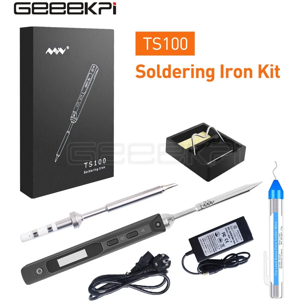 GeeekPi TS100 OLED 65 Вт цифровая электрическая портативная умная паяльная станция