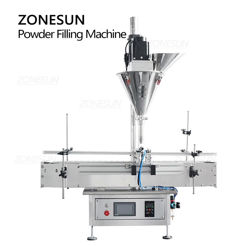 ZONESUN Automatic 50-500g Garlic Curry Protein Food Packaging Machinery Milk Herbal Dry Powder Filling Machine images - 6