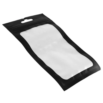 

1 Set 100pcs Aluminum Foil Window-closing Bag Self Packing Bag Flat Pouch for Food Hardware Snack Packing and Storage (Black 6x1