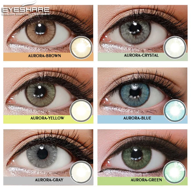 EYESHARE- 1 par de lentillas de colores Aurora II, para cosméticos para ojos, lentes de contacto, Color de los ojos, 14,2mm