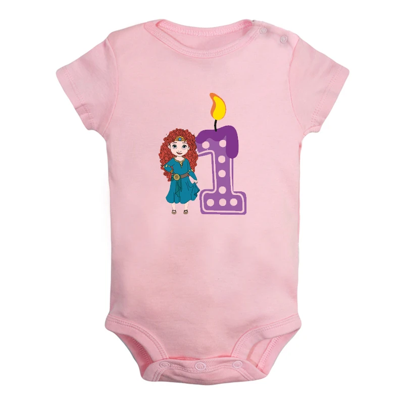 JaBaby2820PD Милый маленький Ариэль, Золушка, Мерида, свечи для первого дня рождения, Одежда для новорожденных, комбинезон, боди для младенцев, одежда, подарок на день рождения - Цвет: JaBaby2820PD