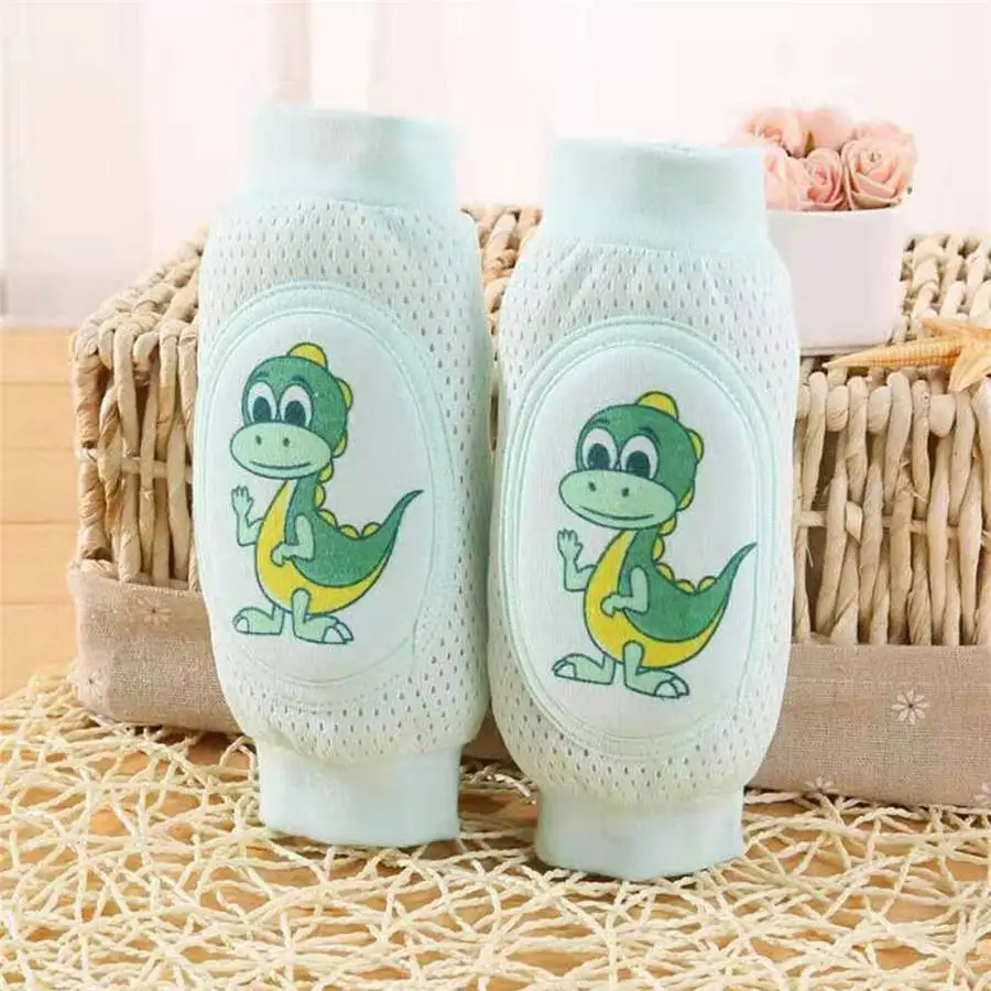 Green dinosaur Детские наколенники с героями мультфильмов, противоскользящие сетчатые подушки, защита для ползающего ребенка, хлопковые детские наколенники для девочек, гетры для мальчиков - Цвет: Green dinosaur
