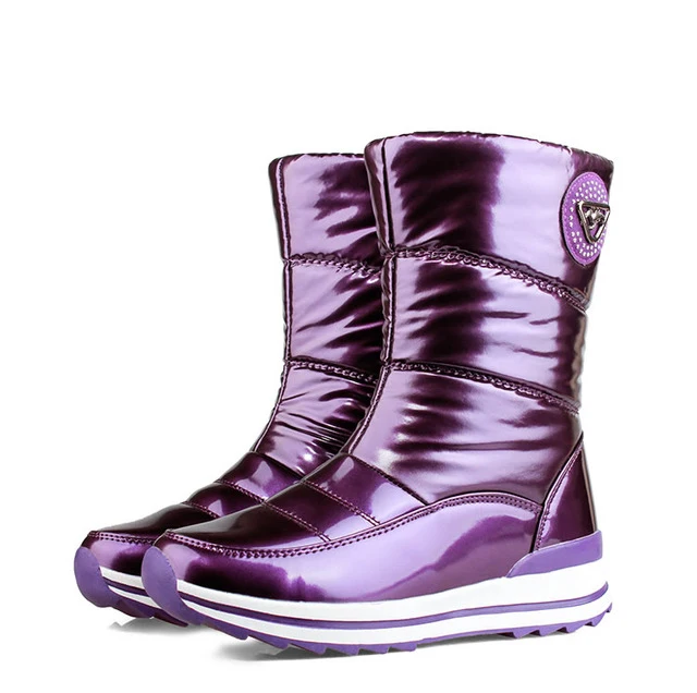 Purple TIMETANGHigh/качественные женские ботинки г. Новые поступления, водонепроницаемая зимняя обувь из толстой кожи женские зимние сапоги на нескользящей платформе - Цвет: Purple