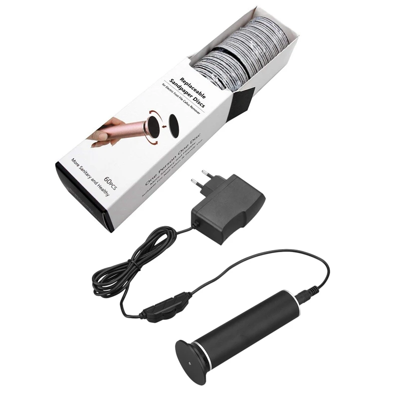 

61 Pcs Foot Pedicure Care Replacement Tools: 1 Pcs Electric Grinding Foot File Pedicure Dead Shaver Roller EU Plug & 60 Pcs Sand