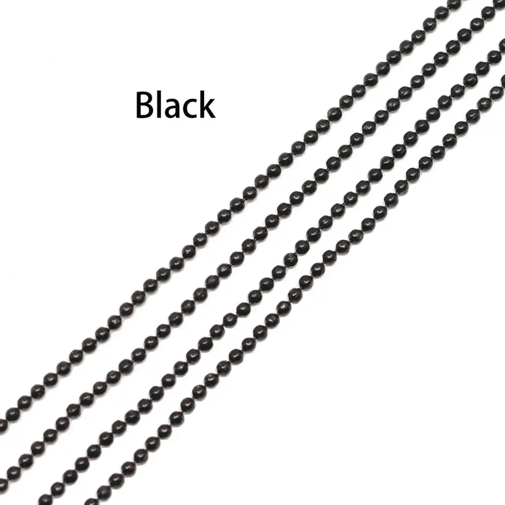 Black 10 м/лот Диаметр 1,2 1,5 2 мм золото/серебро/черный цвет металлический шарик цепи для DIY Изготовление ювелирных ожерелий фурнитура Аксессуары - Цвет: Black