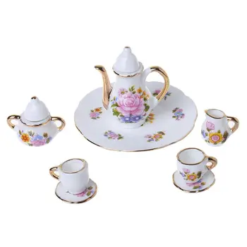 

Kids Baby Room Game Mini Ceramic Tea Set Model Simulation Doll House Decorative Accessories
