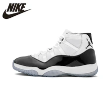 Air Jordan 11concord AJ11 черно-белая мужская обувь Оригинальные высокие амортизирующие спортивные кроссовки#378037-100