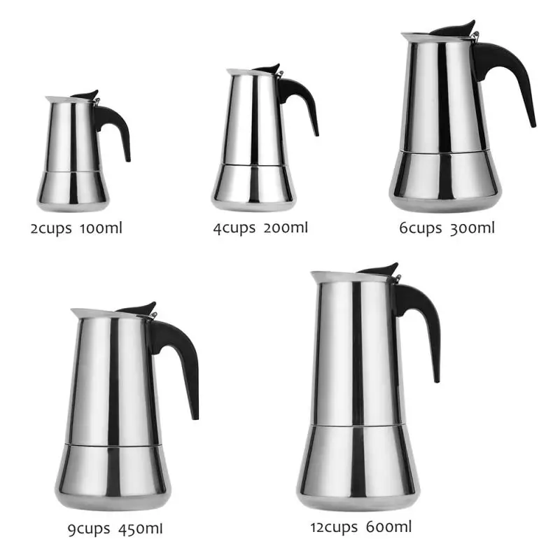 Cafetière Moka - Inox - 650ml - 2 à 12 Tasses - Acier Inoxydable - Pour Adultes - Maison