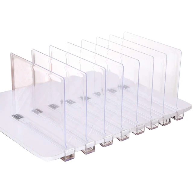 Durable and waterproof acrylic transparent storage divider for organizing wardrobe.