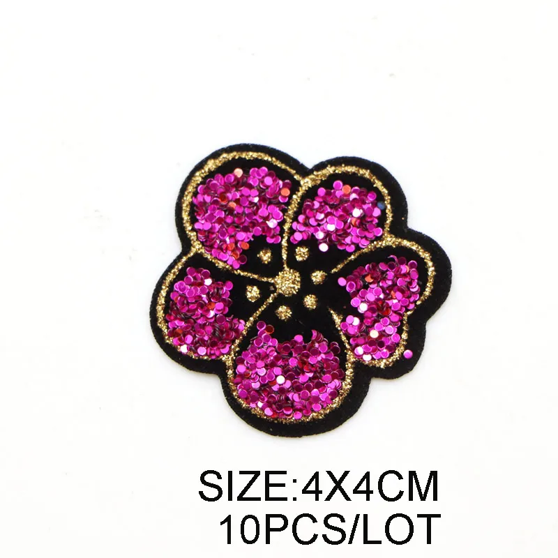 10 teile/los 4 cm Pailletten Mehrfarbige Blume Patch DIY Eisen Auf Aufkleber Für Kleid Hemd Nähen Stoff Applikationen Handgemachte abzeichen – Detail 10