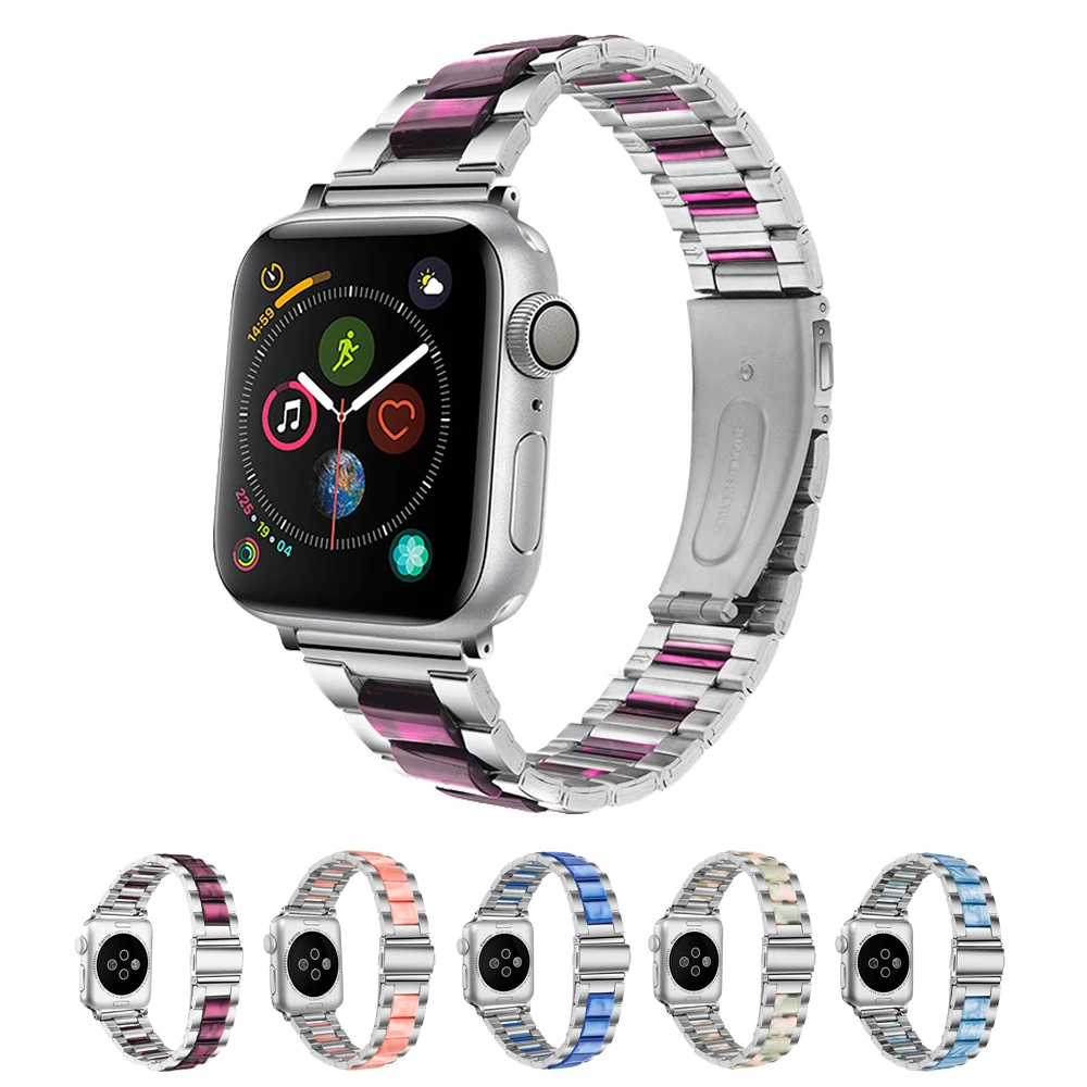 Модный ремешок из металлической смолы для iwatch 5, 4, 3, 2, 1, ремешок для смарт-часов pple 5 с 44 мм, 42 мм, 40 мм, 38 мм
